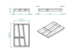 SOTECH ORGA-BOX II Besteckeinsatz 400 mm Höhe 45 mm Silbergrau Für Nobilia Schubladen