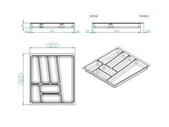 SOTECH ORGA-BOX II Besteckeinsatz 500 mm Höhe 45 mm Silbergrau Für Nobilia Schubladen