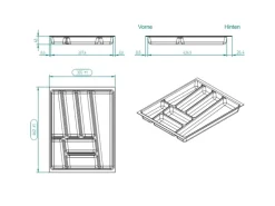 SOTECH ORGA-BOX II Besteckeinsatz 450 mm Höhe 45 mm Silbergrau Für Nobilia Schubladen