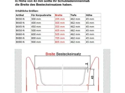 SOTECH ORGA-BOX II Besteckeinsatz 600 mm Höhe 45 mm Silbergrau Für Nobilia Schubladen