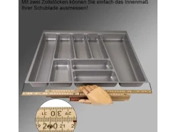 SOTECH ORGA-BOX II Besteckeinsatz 600 mm Höhe 45 mm Silbergrau Für Nobilia Schubladen