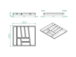 SOTECH ORGA-BOX II Besteckeinsatz 600 mm Höhe 45 mm Silbergrau Für Nobilia Schubladen