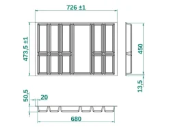 SOTECH ORGA-BOX IV UNIVERSAL Besteckeinsatz 800 mm Höhe 53 mm Schubkasteneinsatz Besteckeinteilung
