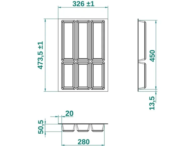 SOTECH ORGA-BOX IV UNIVERSAL Besteckeinsatz 400 mm Höhe 53 mm Schubkasteneinsatz Besteckeinteilung