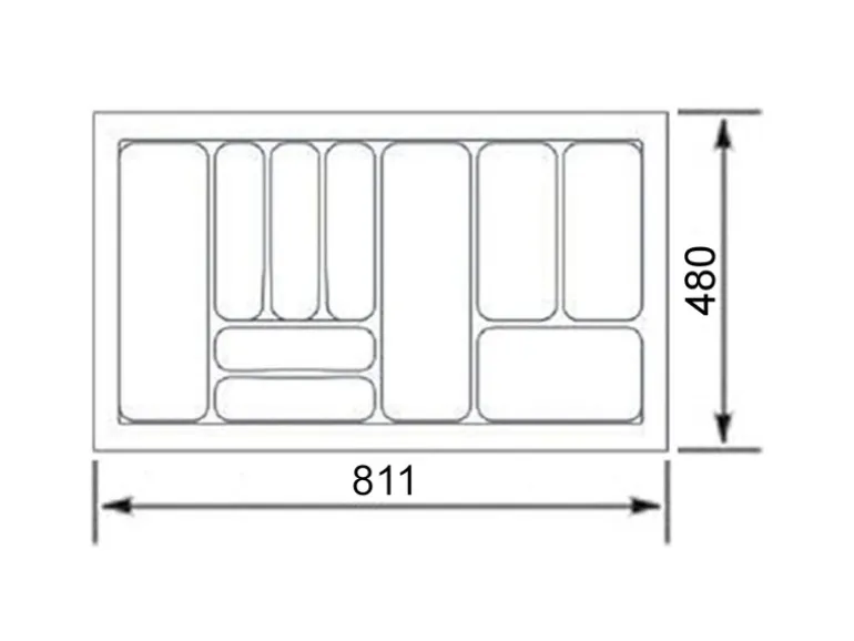 SOTECH Orga-Box VIII Besteckeinsatz 811 x 480 x 55 mm Lavagrau mit Perlstruktur Für 90er Schränke in Häcker Küchen