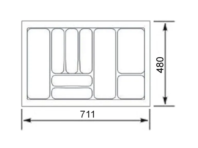 SOTECH Orga-Box VIII Besteckeinsatz 711 x 480 x 55 mm Lavagrau mit Perlstruktur Für 80er Schränke in Häcker Küchen