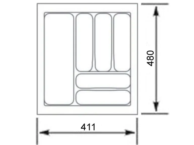 SOTECH Orga-Box VIII Besteckeinsatz 411 x 480 x 55 mm Lavagrau mit Perlstruktur Für 50er Schränke in Häcker Küchen