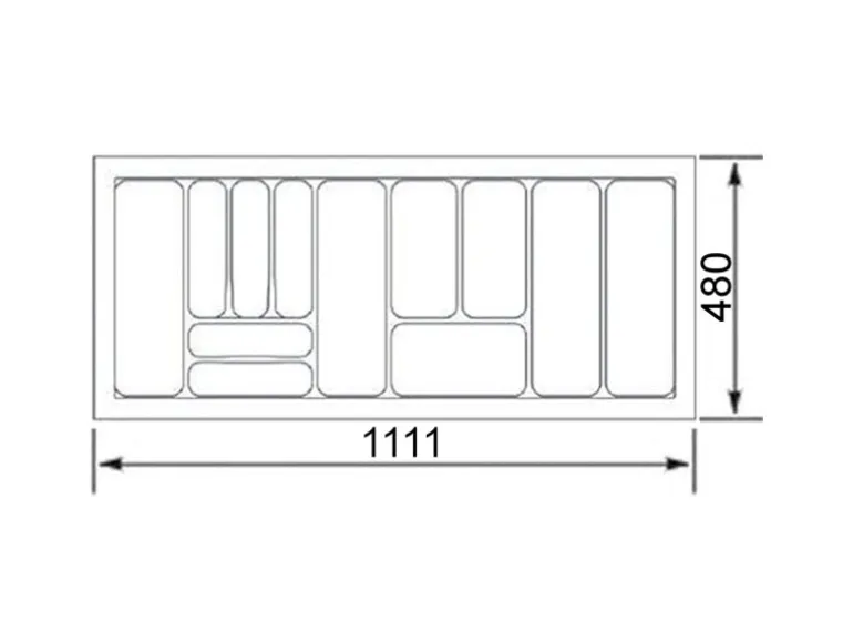 SOTECH Orga-Box VIII Besteckeinsatz 1111 x 480 x 55 mm Lavagrau mit Perlstruktur Für 120er Schränke in Häcker Küchen