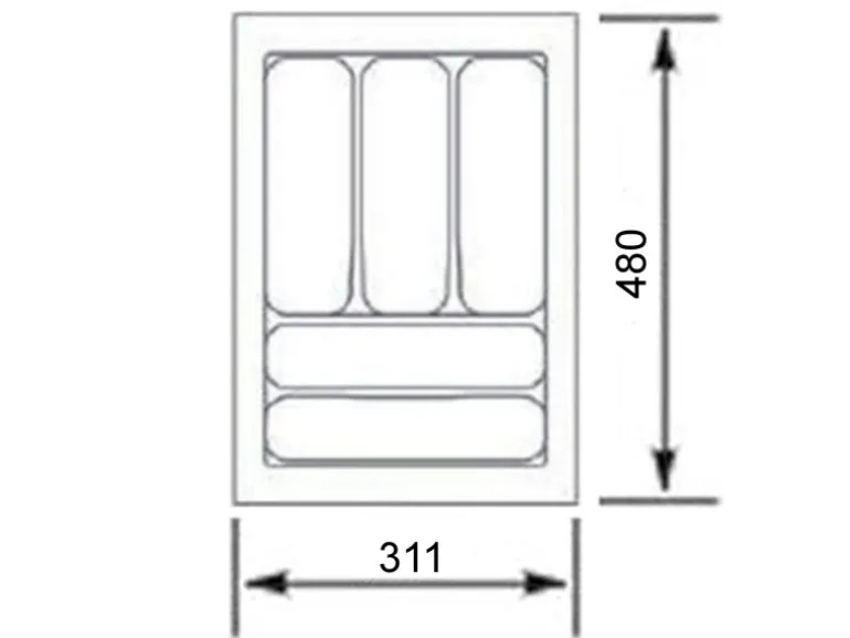 SOTECH Orga-Box VIII Besteckeinsatz 311 x 480 x 55 mm Lavagrau mit Perlstruktur Für 40er Schränke in Häcker Küchen