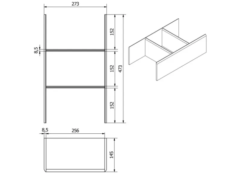SOTECH Schubladen Besteckeinsatz 473 x 273 x 145 mm Aus Massivholz Eiche Lackiert