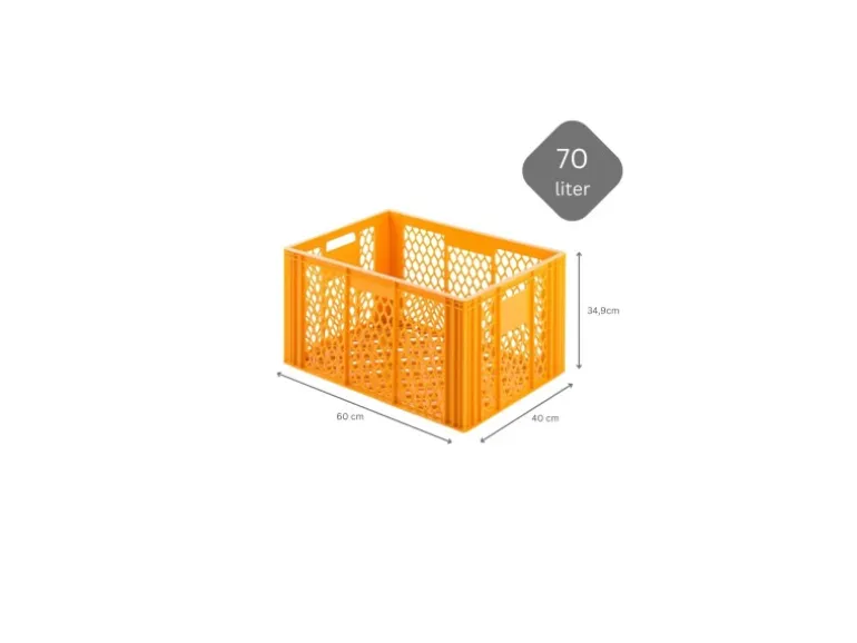 SparSet 5 x Eurobehälter Bäcker- und Konditorenkasten HxBxT 34,9 x 40 x 60 70 Liter Gelb-Orange Brötchenkiste Sstapelbare Bäckerkiste