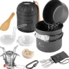 STAHLWERK Camping Kochgeschirr Alu Campinggeschirr Gaskocher Outdoor Set