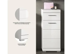 Standschrank 37 cm x 88 cm x 31 cm Front Weiß Hochglanz FSC®