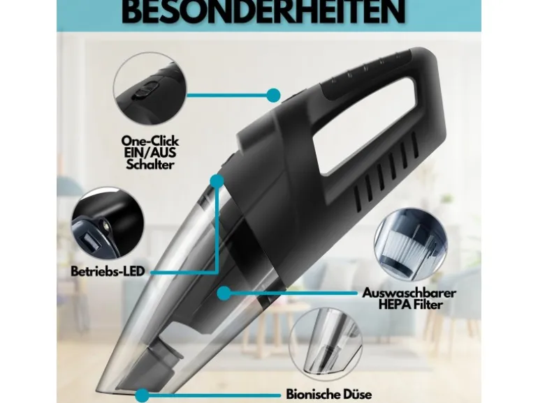 Steinborg SB-1031 Akku-Handstaubsauger mit Tasche 6500 Pa
