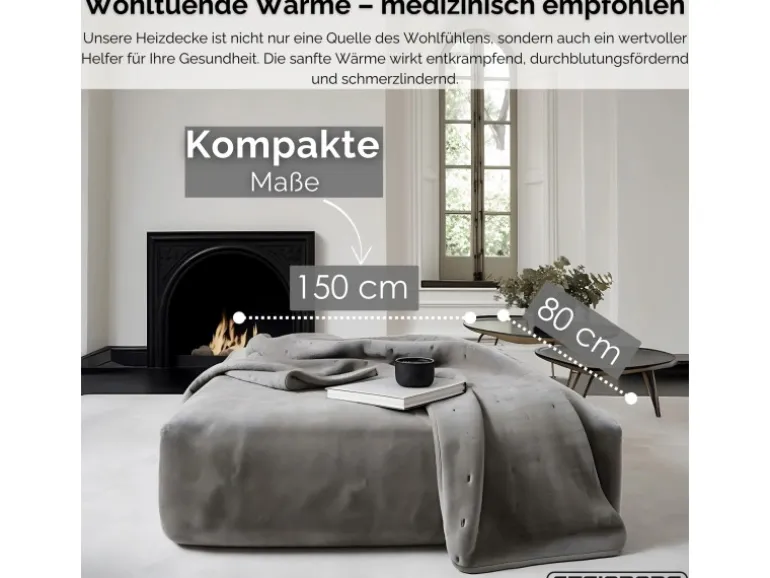 Steinborg SB-9521 Heizdecke mit Timer 6 Temperaturstufen 150x80 cm