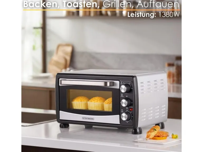 Steinborg SB-3007 Minibackofen mit Umluft 20 Liter 1380 Watt
