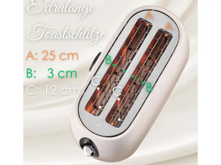 Steinborg SB-2214 XXL 4 Scheiben Toaster Digitales Display 1500 Watt Beige