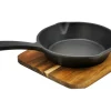 Steuber Grill-Gusspfanne mit Akazien Holzbrett Ø 15 cm Schwarz