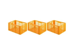 SuperSparSet 3 x Eurobehälter Bäcker- und Konditorenkasten HxBxT 34,9 x 40 x 60 70 Liter Gelb-Orange Brötchenkiste Sstapelbare Bäckerkiste