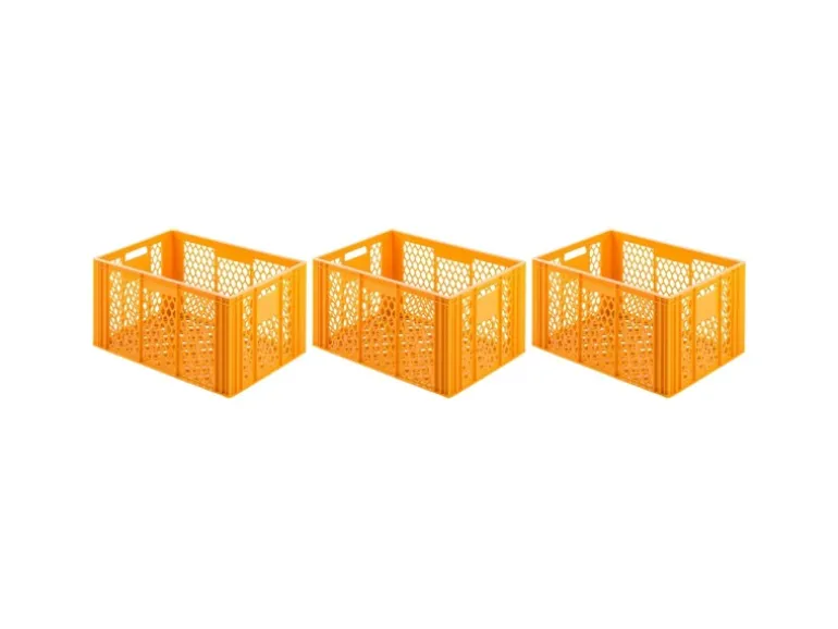 SuperSparSet 3 x Eurobehälter Bäcker- und Konditorenkasten HxBxT 34,9 x 40 x 60 70 Liter Gelb-Orange Brötchenkiste Sstapelbare Bäckerkiste
