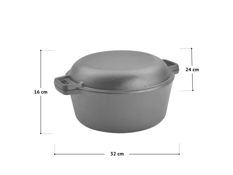 Taino Double Dutch Oven 6L Gusseisen Deckel Allzweck-Kochtopf Schmortopf Dopf