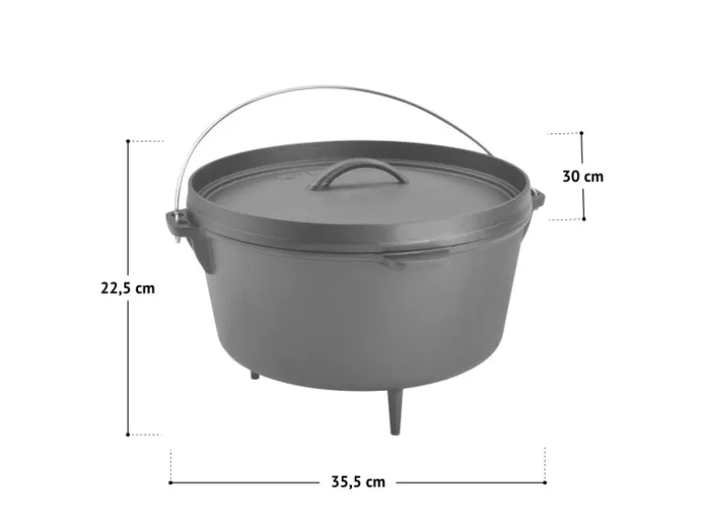 Taino Dutch Oven Gusseisen 8L Set Deckelheber Ständer Zubehör Cast Iron
