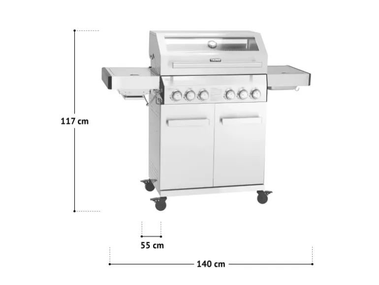 Taino Platinum Yamara 4+2 Gasgrill Edelstahl 4 Brenner Sear-Burner Backburner