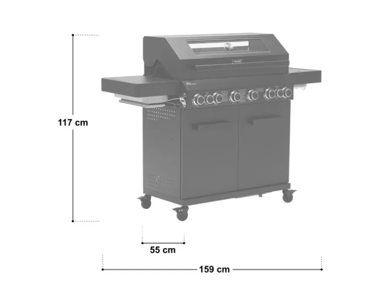 Taino Platinum Yamara Dark 6+2 Gasgrill Set Mit Haube Stahl 6 Brenner Sear-Burner Backburner