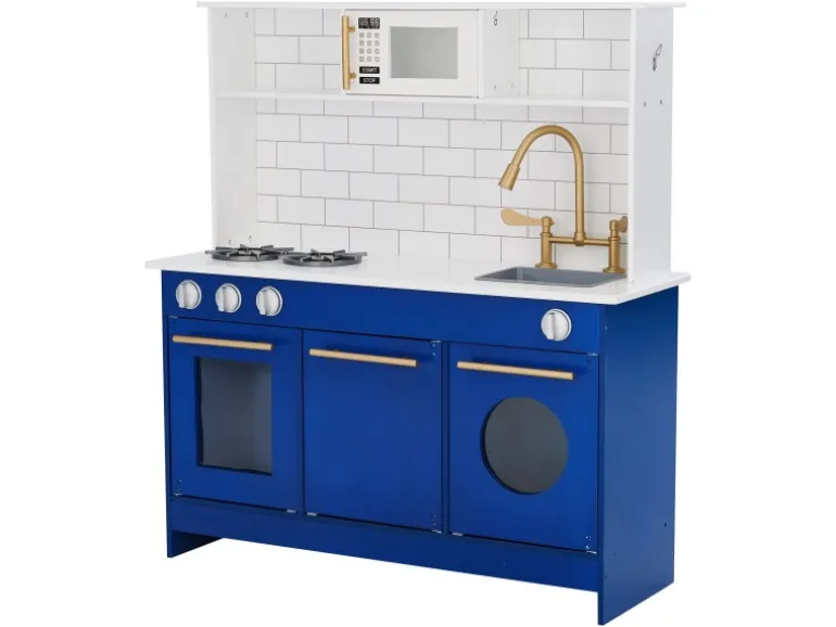 Teamson Kids Kinderküche Spielküche mit Zubehör für Kinder Blau
