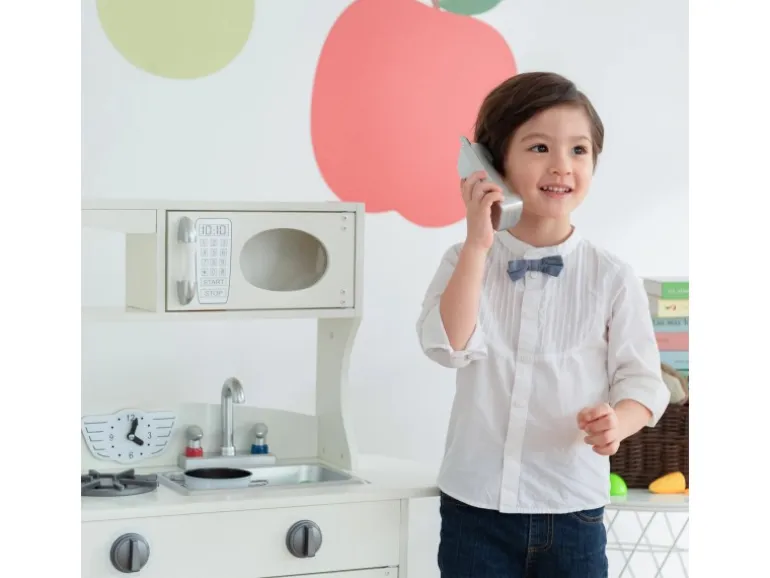 Teamson Kids Kinderküche Spielküche mit Zubehör für Kinder Weiß