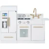 Teamson Kids Little Chef Charlotte Spielküche mit Kühlschrank und Herd Weiß Gold