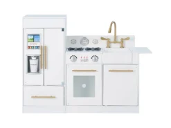Teamson Kids Little Chef Charlotte Spielküche mit Kühlschrank und Herd Weiß Gold