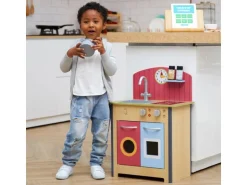 Teamson Kids Little Chef Porto Klassik Interaktive Holzspielküche Rot
