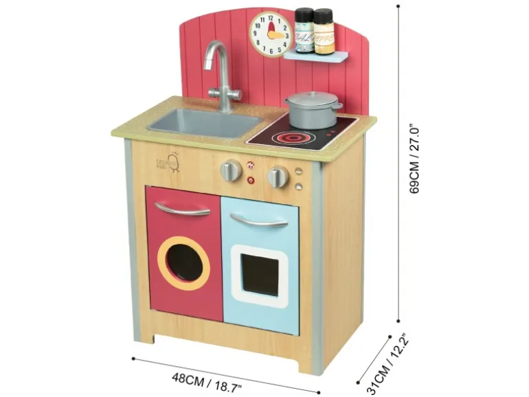Teamson Kids Little Chef Porto Klassik Interaktive Holzspielküche Rot