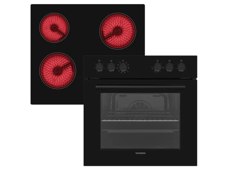 Telefunken Einbauherd-Set Backofen mit Grill und Umluft 65 Liter Vap-Clean ECH65A-B2