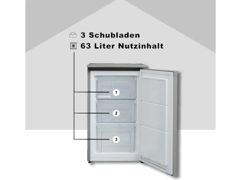 Telefunken Gefrierschrank 63L Nutzinhalt Tiefkühlschrank 4Sterne Höhe 82,1cm Breite 48cm CF-34-101-S