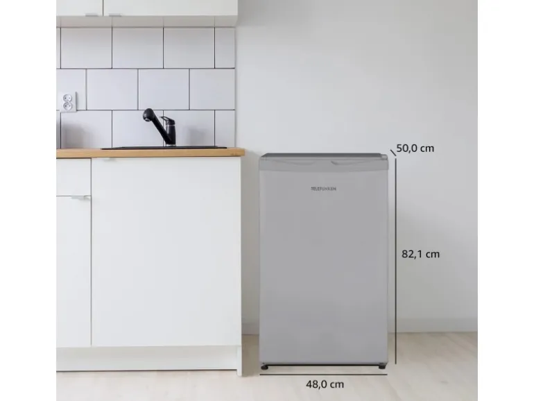 Telefunken Kühlschrank mit Gefrierfach Nur für Eiswürfel 89 Liter Klein Freistehend CF-33-101-S2 Silber