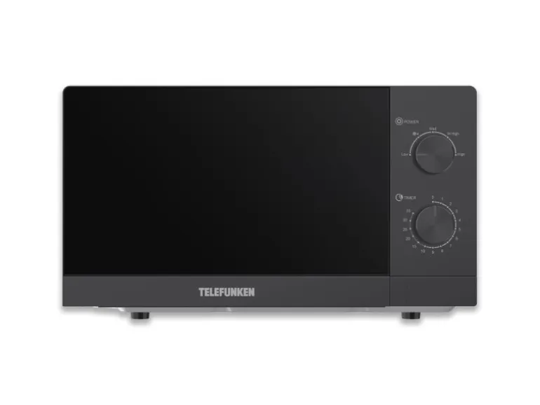 Telefunken Mikrowelle Solo Mikrowellengerät Klein mit 20 L Garraum 700 W 5 Leistungsstufen Schwarz B-MW-20-G-B