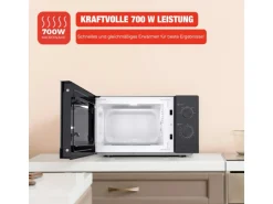 Telefunken Mikrowelle Solo Mikrowellengerät Klein mit 20 L Garraum 700 W 5 Leistungsstufen Schwarz B-MW-20-G-B
