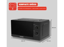Telefunken Mikrowelle Solo Mikrowellengerät Klein mit 20 L Garraum 700 W 5 Leistungsstufen Schwarz B-MW-20-G-B