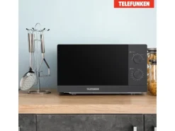 Telefunken Mikrowelle Solo Mikrowellengerät Klein mit 20 L Garraum 700 W 5 Leistungsstufen Schwarz B-MW-20-G-B