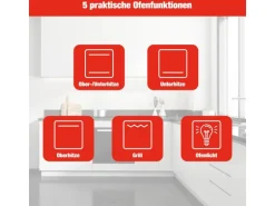 Telefunken Standherd mit Glaskeramik-Kochfeld Elektroherd Freistehend 50 cm Breit Herd mit Backofen und Kochfeld