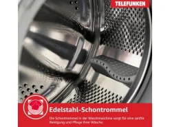 Telefunken Waschmaschine 9kg 1400 U/Min. Dampffunktion Inverter Motor AquaStop 15 Programme W-9-1400-A-W