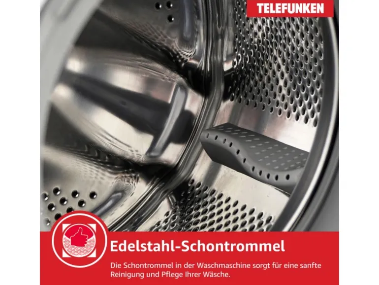 Telefunken Waschmaschine 9kg 1400 U/Min. Dampffunktion Inverter Motor AquaStop 15 Programme W-9-1400-A-W