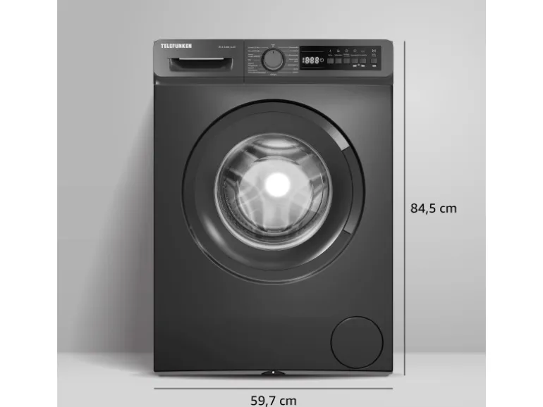 Telefunken Waschmaschine 8kg Frontlader 1400 U/Min. Inverter Motor AquaStop Schontrommel W-8-1400-A-DI Inox