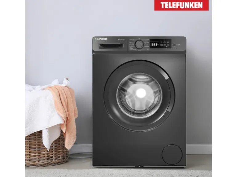 Telefunken Waschmaschine 7kg Frontlader 1400 U/Min Inverter Motor AquaStop Schontrommel Dark Inox W-7-1400-A-DI