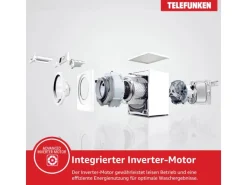 Telefunken Waschmaschine 10kg 1400 U/Min. Dampffunktion Auto-Dosierung Inverter Motor AquaStop W-10-1400-A-W