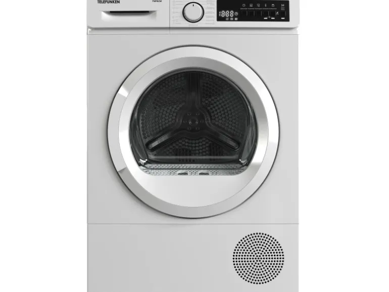Telefunken Wärmepumpentrockner für 8 kg Wäsche Trockner Frontlader Wäschetrockner mit Knitterschutz Leise TWP8CW