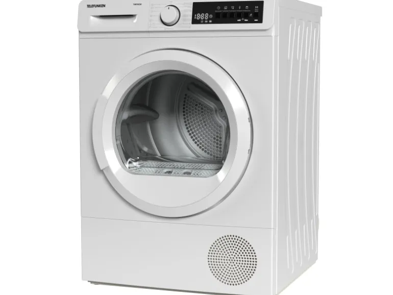 Telefunken Wärmepumpentrockner für 8 kg Wäsche Trockner Frontlader Wäschetrockner mit Knitterschutz Leise TWP8CW