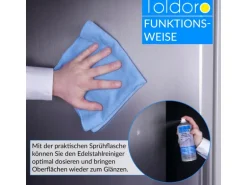 Toldoro Set 2x Edelstahl Pflegespray 400ml  Edelstahlreiniger für Küche oder Grill Edelstahlpflege Spray als Reinigungsmittel oder Metallreiniger